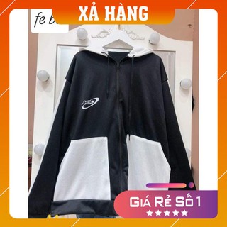 Áo Nỉ CLICK Đen Phối Tay trắng
