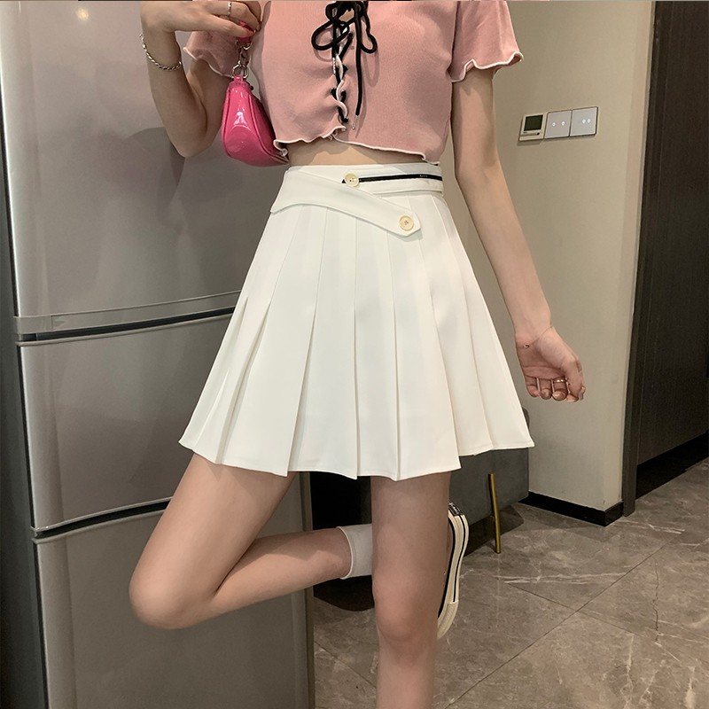 Hundreds Of Show Slim Skirts Women's Summer White Skirt Design Is Irregular A Word Pleated Skirts Miss Jk Skirt