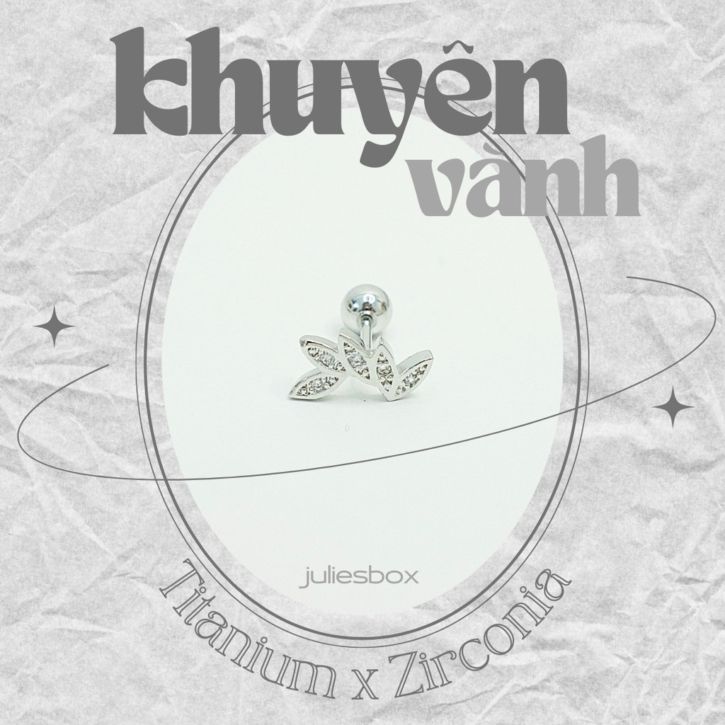 [1 Chiếc] Khuyên Tai Vành Tai Hình Lá Cây Xỏ Unisex Titanium Không Đen Không Ngứa Không Dị Ứng julies box