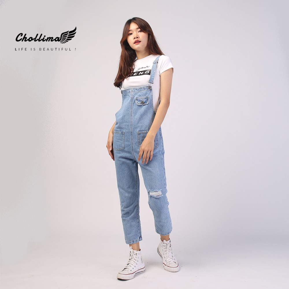 [Mã WABRLOW5 giảm 15% đơn 300K] Yếm jean dài Chollima rách có nắp YJ006 – yếm bò ulzzang phong cách hàn quốc