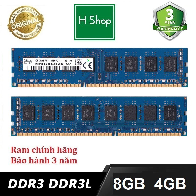 Ram PC 8gb DDR3 (PC3) hoặc DDR3L bus 1600, và các loại khác, ram zin máy đồng bộ siêu bên và ổn định, bảo hành 3 năm
