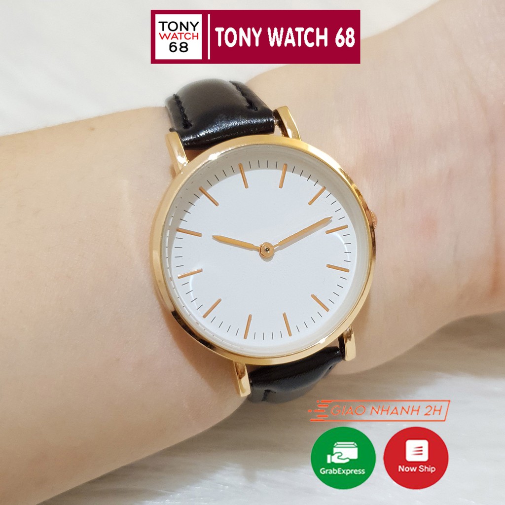 Đồng hồ nữ đeo tay SK dây da đẹp cao cấp chính hãng giá rẻ thời trang chống nước mạ vàng