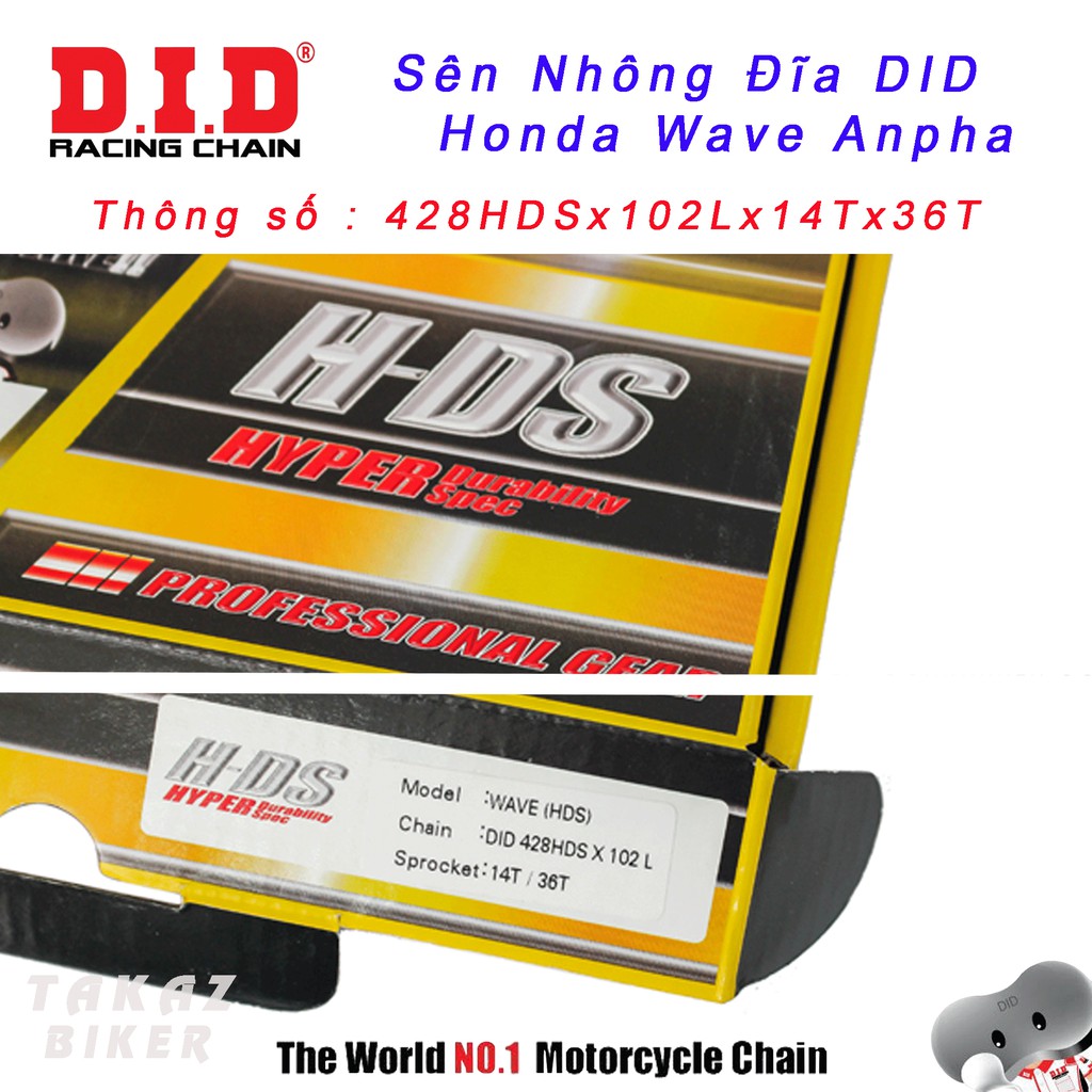 Sên nhông đĩa DID HDS Honda Ware Alpha - sên HDS 10 ly Thái Lan B1 mã sp