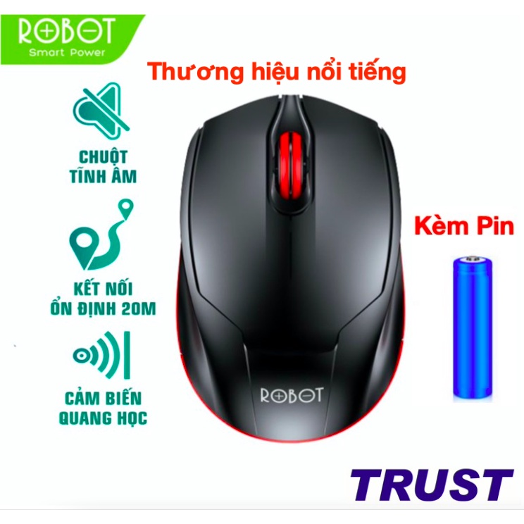 [Kèm Pin] Chuột Quang Không Dây 2.4GHz ROBOT M310 - Cảm Biến Quang Học - Khoảng Cách Tín Hiệu 20m - BH 12 THÁNG