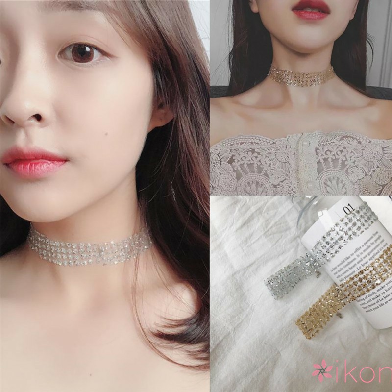 M527-25 Vòng đeo cổ Choker Thời Trang dạng lưới đính hạt lấp lánh