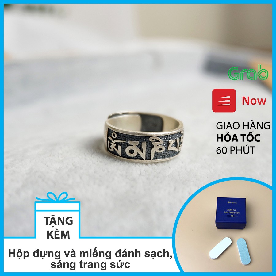 Nhẫn bạc phong thủy nam nữ freesize chữ Om - Bạc cao cấp phong cách Phật Giáo - Hiên Nhà