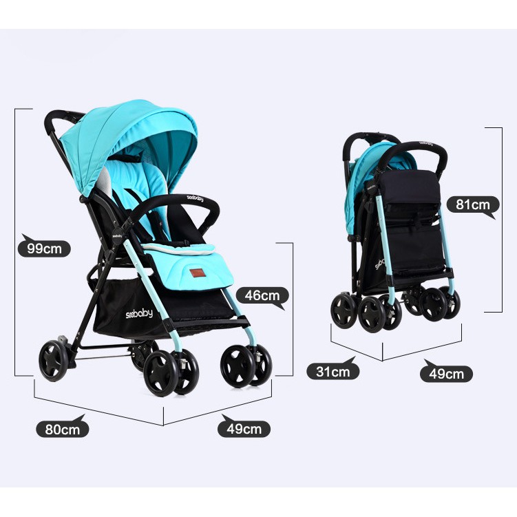 Xe đẩy Seebaby T04 1 chiều 3 tư thế cho bé màu xanh dương