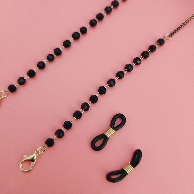 Chuỗi đeo mắt kính chống thất lạc phối mặt phụ kiện và ngọc trai thời trang