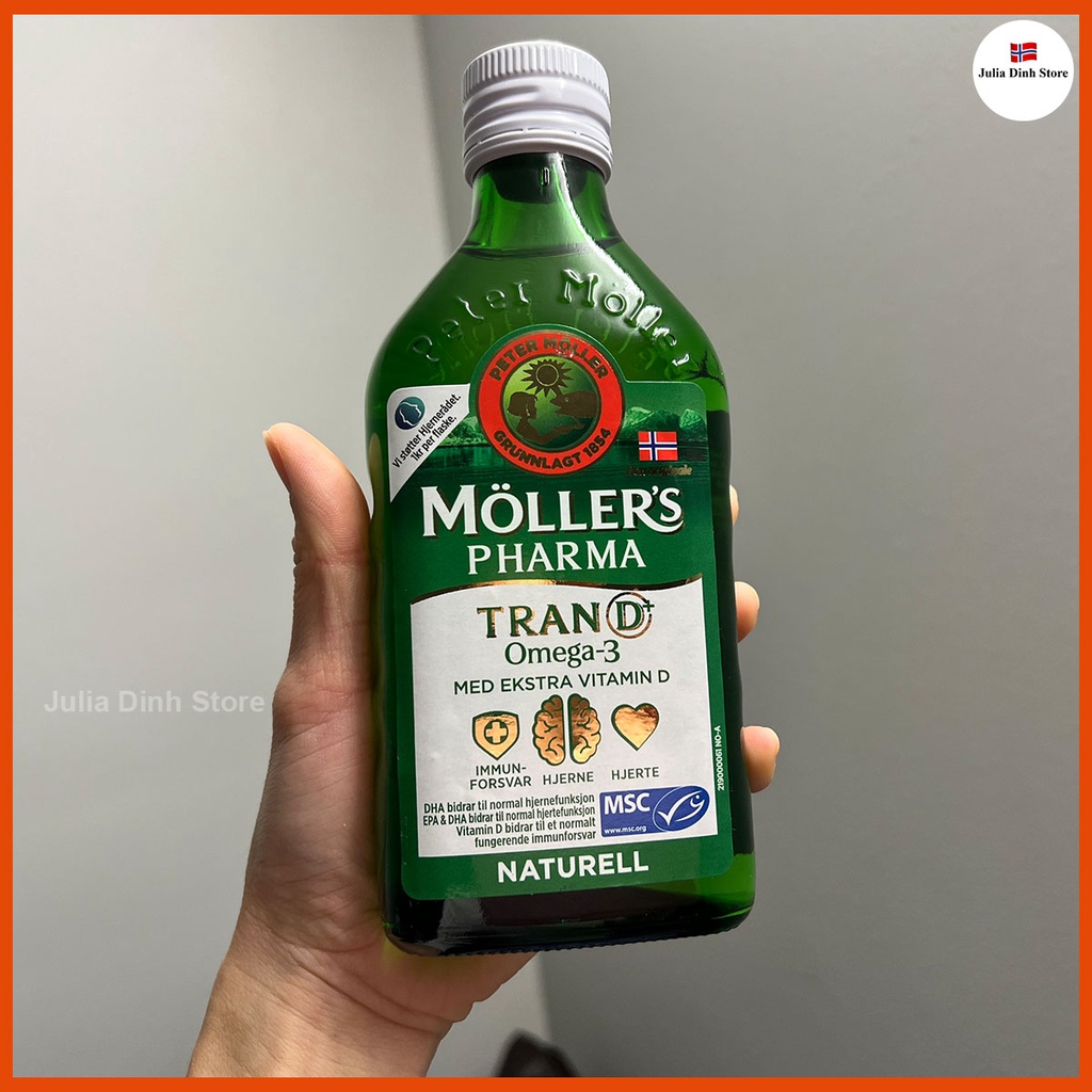 Dầu gan cá tuyết Omega 3 MOLLERS Pharma Tran D+ nội địa Na Uy  - Hương vị truyền thống