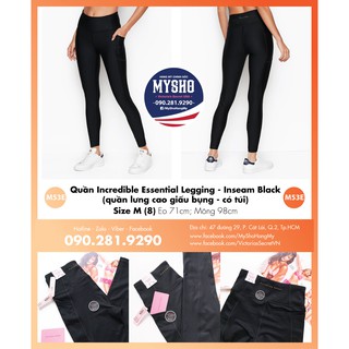 (Size M, size 8 53) Quần legging đen lưng cao, tạo dáng, Incredible Essential Legging, Inseam Black - Victoria's Secret