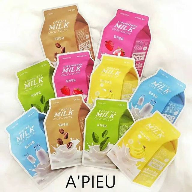 Mặt Nạ Dưỡng Trắng Da Chiết Xuất Sữa Tươi & Trái Cây A'pieu Milk One-Pack 21g (100% Korea)