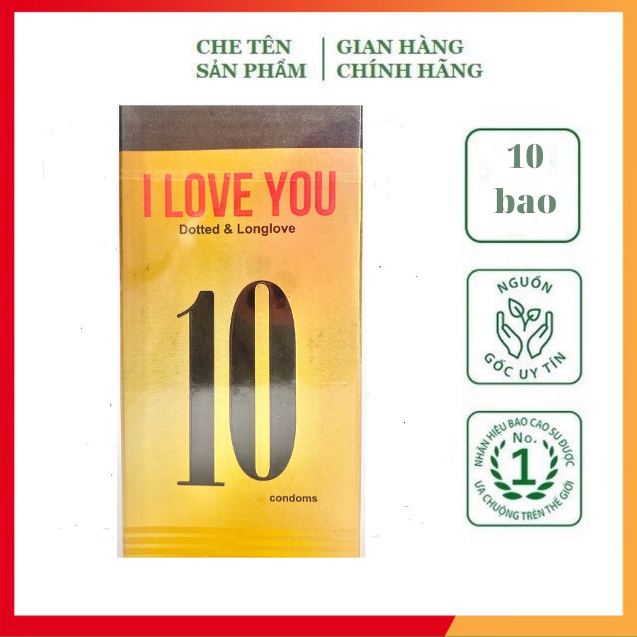 Bao cao su I Love You cao cấp, bao cao su gai li ti, hộp 10 bcs