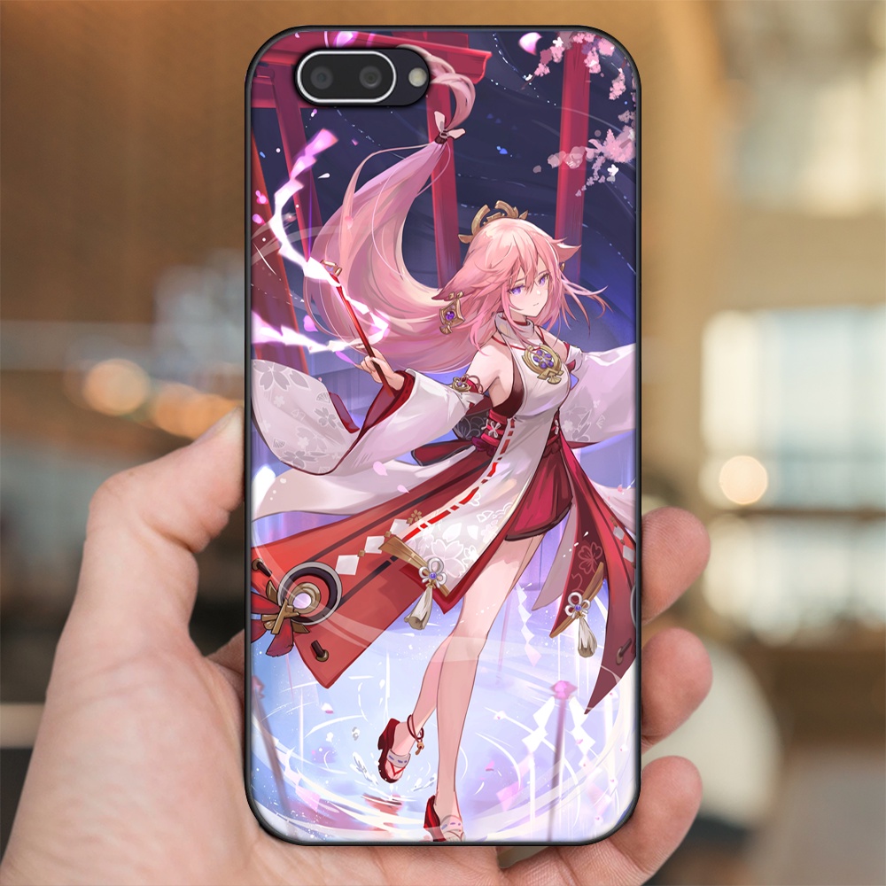 Ốp lưng Oppo A3S viền đen in hình Yae Miko Genshin Impact