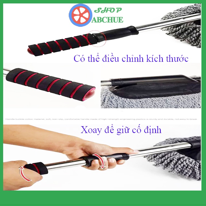 Chổi Lau Xe Ô Tô - Rửa Xe Ô Tô - Cọ Nano Lau Rửa Xe Sợi Mềm Mại, Điều Chỉnh Được Độ Dài Dành Cho Xe Hơi