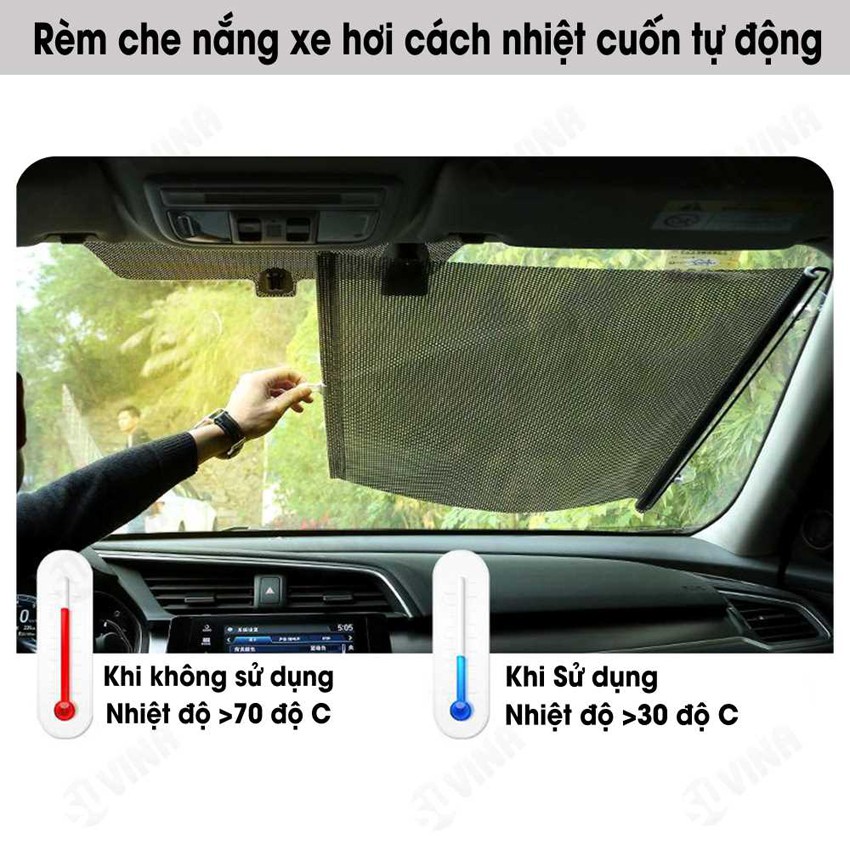 Rèm Che Nắng Ô Tô Tự Cuốn-Chất Liệu Hợp Kinh Nhôm Cao Cấp, Chống Nắng-Tia UV, Kích Thước Lớn Phù Hợp Với Mọi Loại Xe