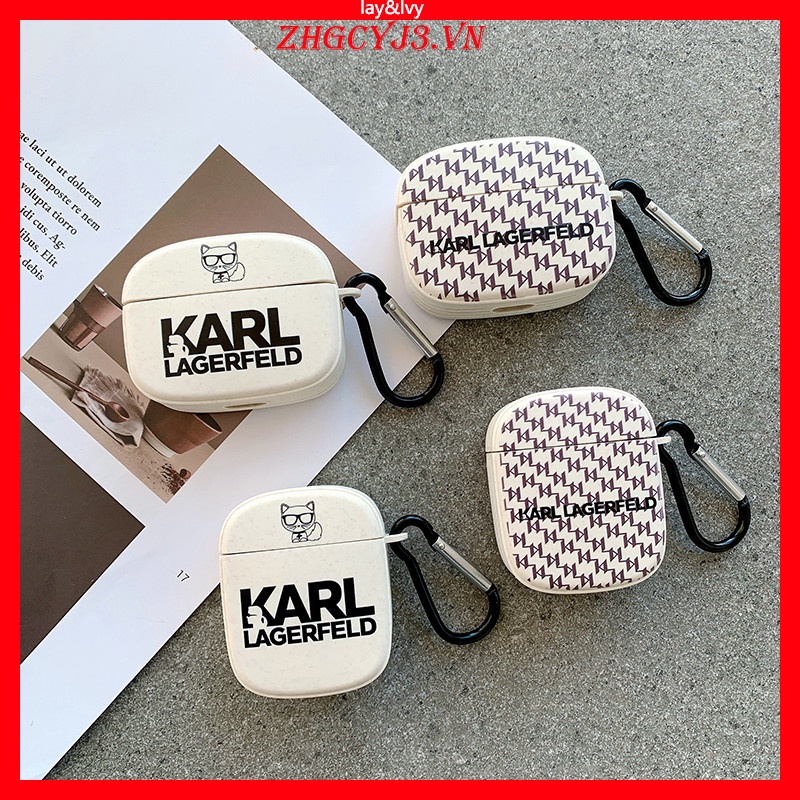 Vỏ Bảo Vệ Hộp Sạc Tai Nghe AirPods 1/2 Pro Bằng Silicon Họa Tiết Hoạt Hình Karl Lagerfeld Dễ Thương