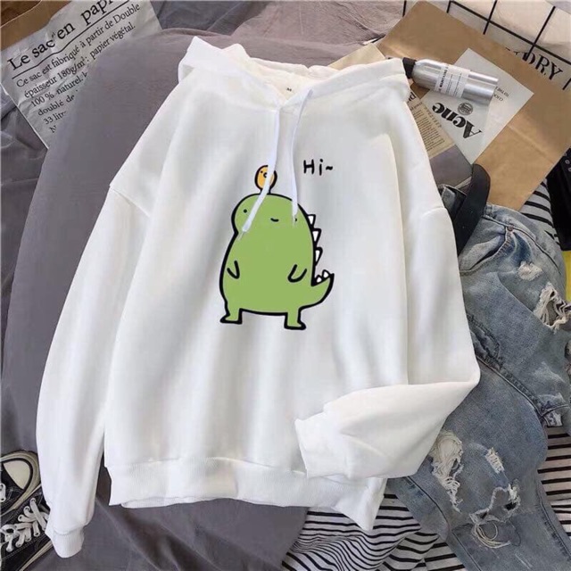 Free Ship_Áo hoddie hình khủng long cute chất nỉ ngoại dày mịn đẹp | BigBuy360 - bigbuy360.vn