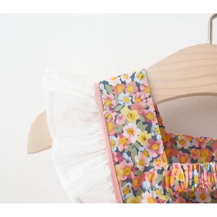 Đầm Công Chúa Mùa Hè Tay Bay In Họa Tiết Hoa Phong Cách Hàn Quốc Mới Cho Bé Gái