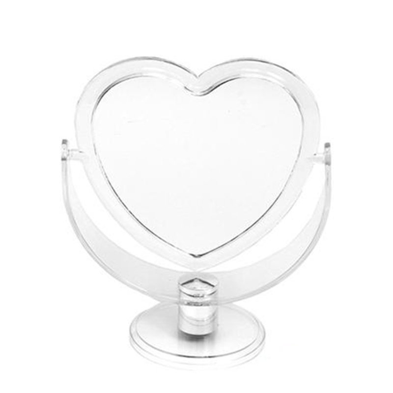 Gương Trang Điểm Hình Trái Tim Hai Mặt Bằng Acrylic Trong Suốt Để Bàn