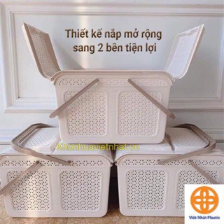 Làn đi sinh nhựa size nhỏ,giỏ đựng quần áo có nắp quai xách Việt Nhật 2604 cho mẹ và bé màu sắc nhã nhặn