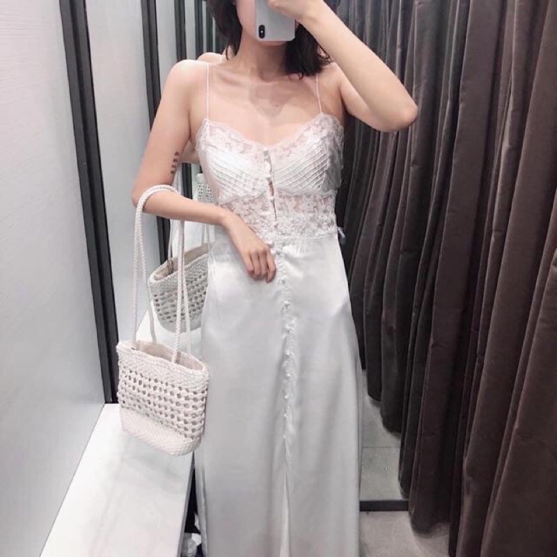 váy zara trắng và hồng