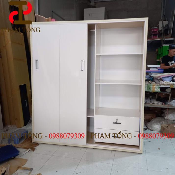 Tủ quần áo 4 cánh lùa màu trắng  Miễn phí giao hàng