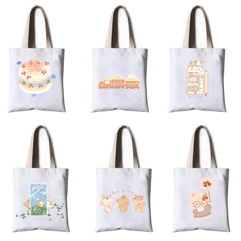 Túi tote gấu trúc manh lan phúc bảo hoa hoa TT34 pooh gấu thỏ cherry berry cute dễ thương hoạt hình thần tượng hoạt hình