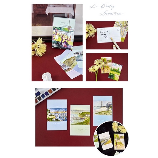 Hộp 30 tấm postcard thiệp vintage danh họa thế giới mộng xưa