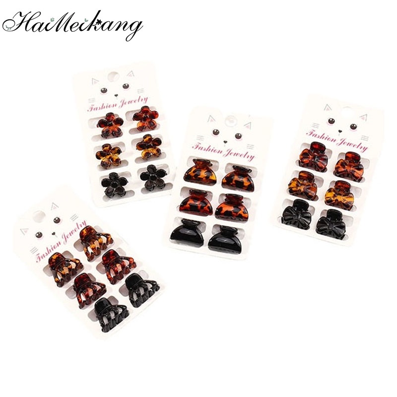Set 6 kẹp tóc Haimeikang bằng nhựa thời trang đơn giản retro cho nữ