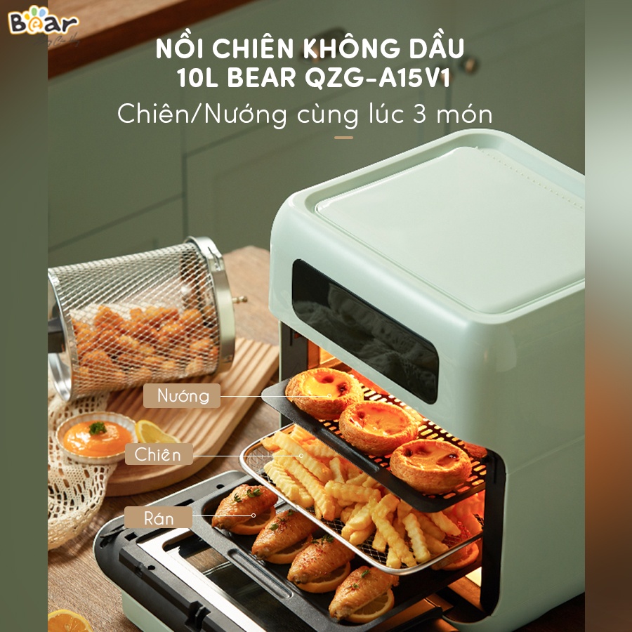 Nồi chiên không khí đối lưu Bear - dung tích lớn 10L