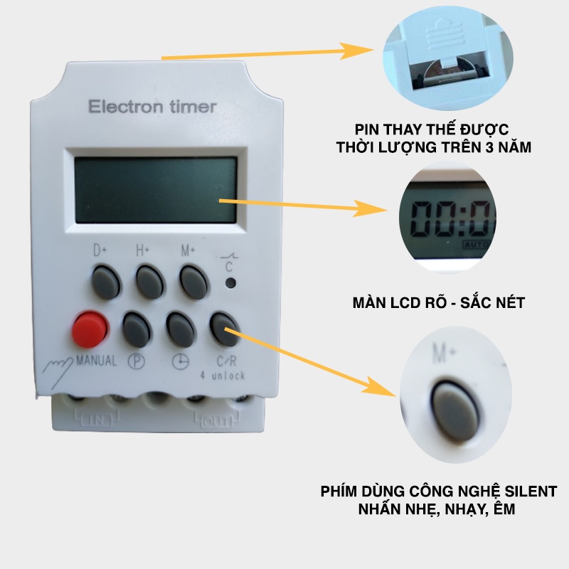 Công tắc hẹn giờ thông minh KG316T chính hãng dòng cao cấp 30A bh 1 đổi 1 thay pin được - MHL