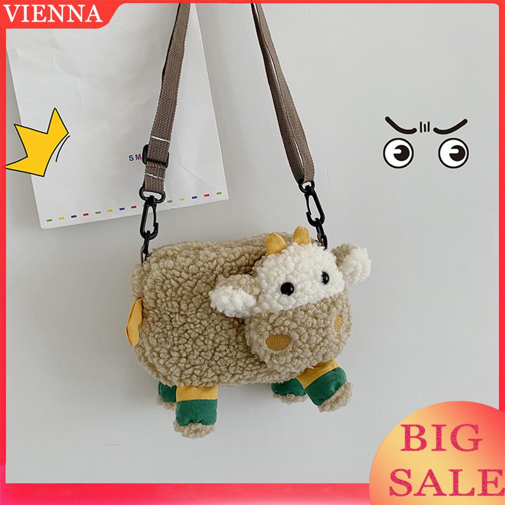 Túi Đeo Chéo Hình Con Cừu Nhồi Bông Dễ Thương Cho Nữ