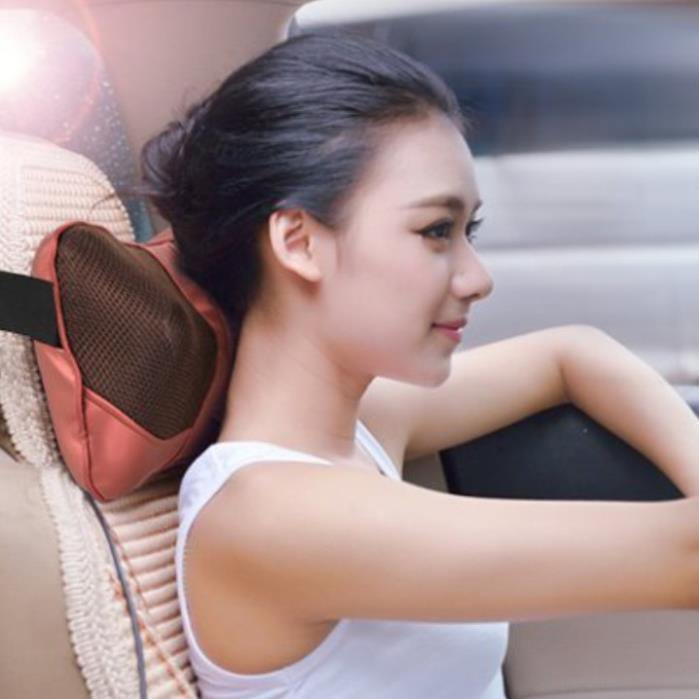 Gối massage hồng ngoạị 8 bi massage xoay chiều Lưu thông khí huyết