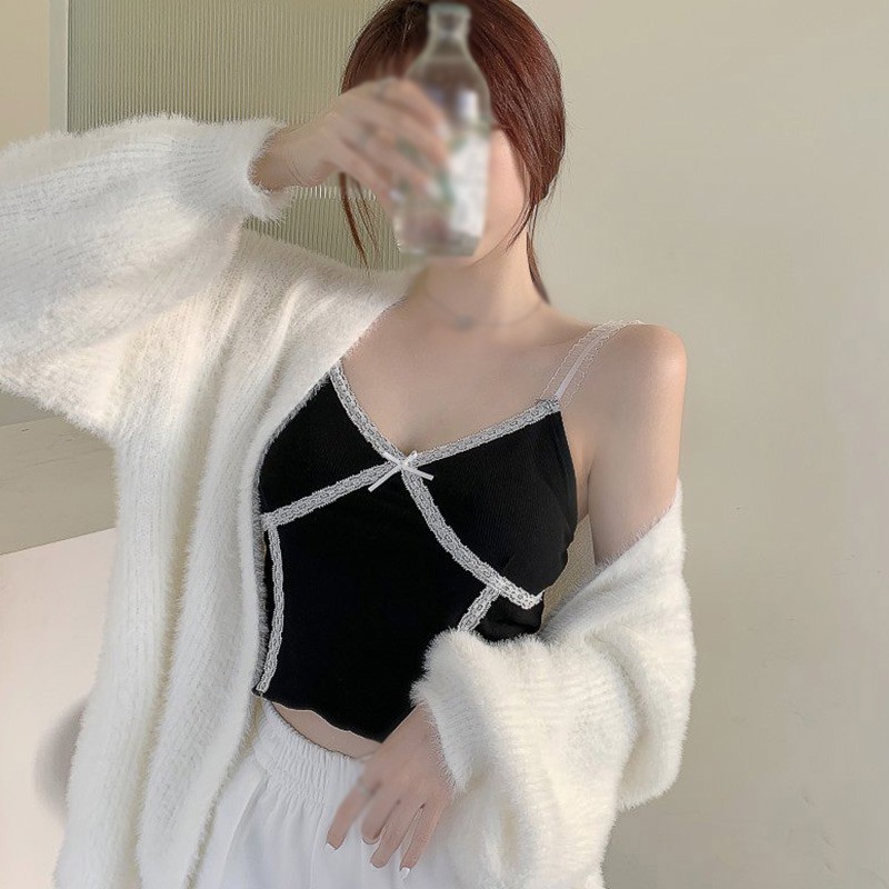 Áo Camisole Phối Ren Lưng Cao Xinh Xắn Dễ Phối Đồ Dành Cho Nữ