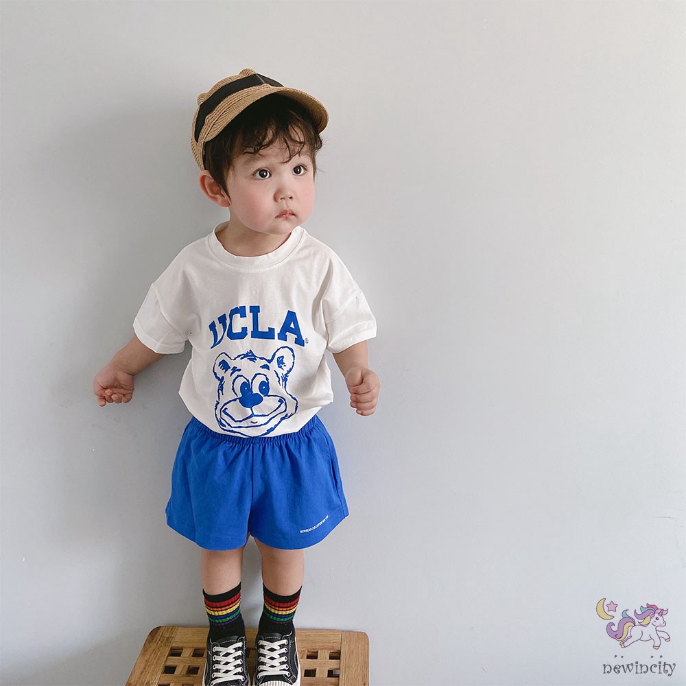 Áo thun ngắn tay họa tiết hoạt hình và quần short thời trang hàn quốc dành cho bé