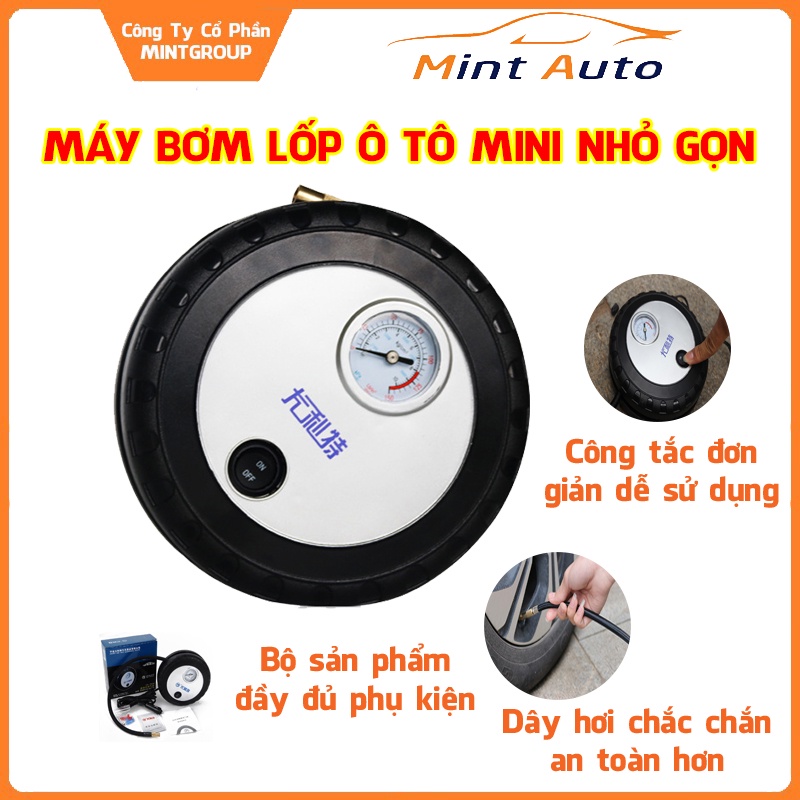 Bơm Lốp Ô Tô, Bơm Xe Máy Công Suất 100W Mạnh Mẽ Nhỏ Gọn Điện Áp 12V Bơm Xe Hơi Cao Cấp