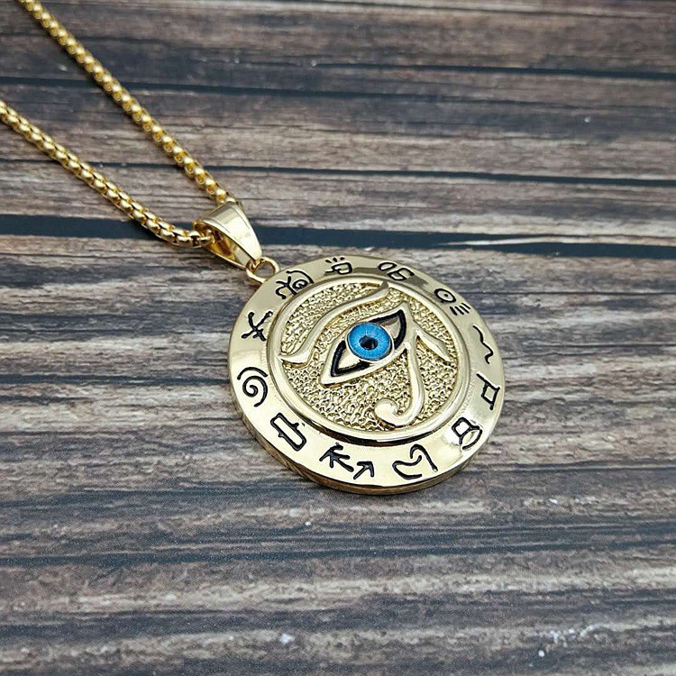 Weiweijewelry/Mặt dây chuyền bằng thép không gỉ của nam giới Vòng cổ Bùa thần Horus Ai Cập cổ đại