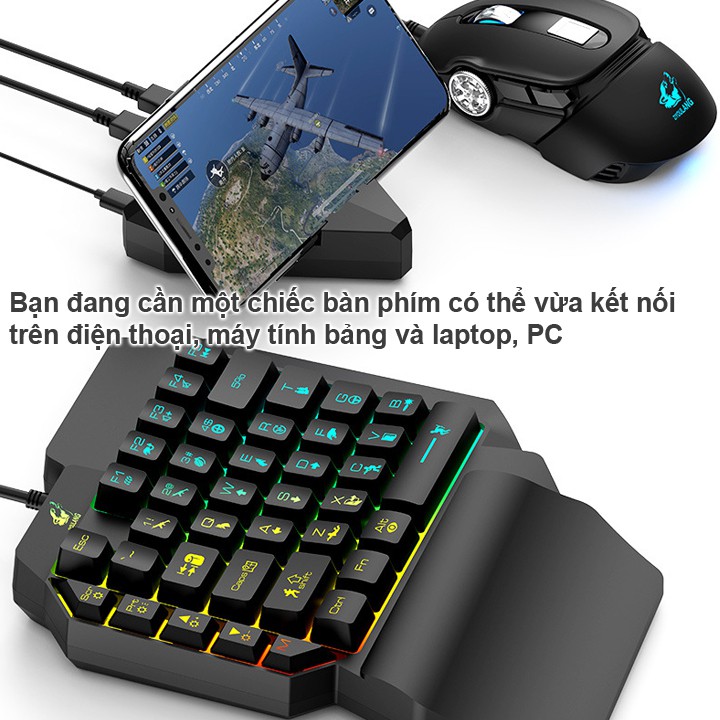 Combo Trọn Bộ Bàn Phím K15 + Chuột K3 + Hộp Chuyển Đổi G1 chơi game PUBG Mobile cho Android,IOS,tablet táo như PC-NK