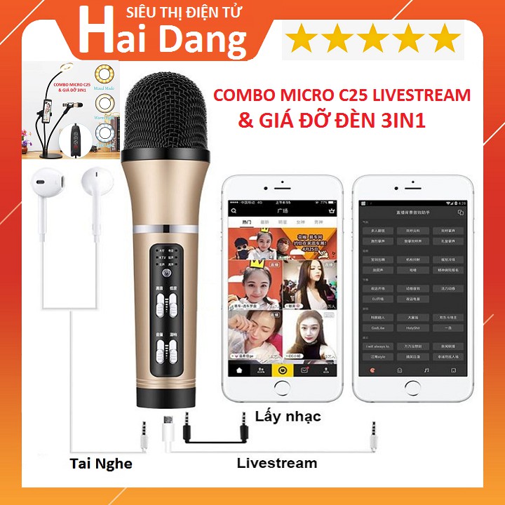 Micro Livestream C25 Trang Bị soundcard Autotune Mới Nhất