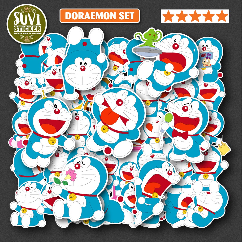 50 Sticker Doraemon chống nước sticker dán laptop, điện thoại, đàn guitar, mũ bảo hiểm, vali. MSP: SV130
