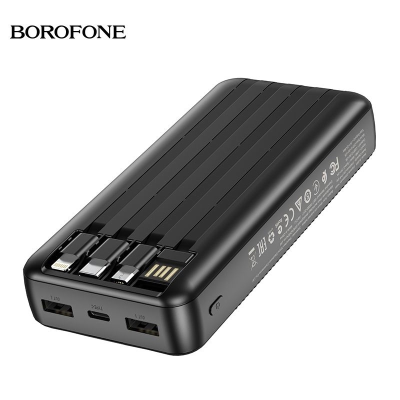 Pin Sạc Dự Phòng Borofone BJ20A 20000mah 3 Dây Sạc Tiện Lợi Có LCD