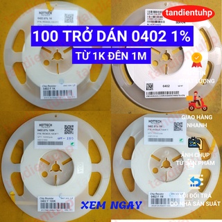 Trở dán 0402 1% ( 50 Con một dây x 2 dây ) trị số từ 1K đến 9K1