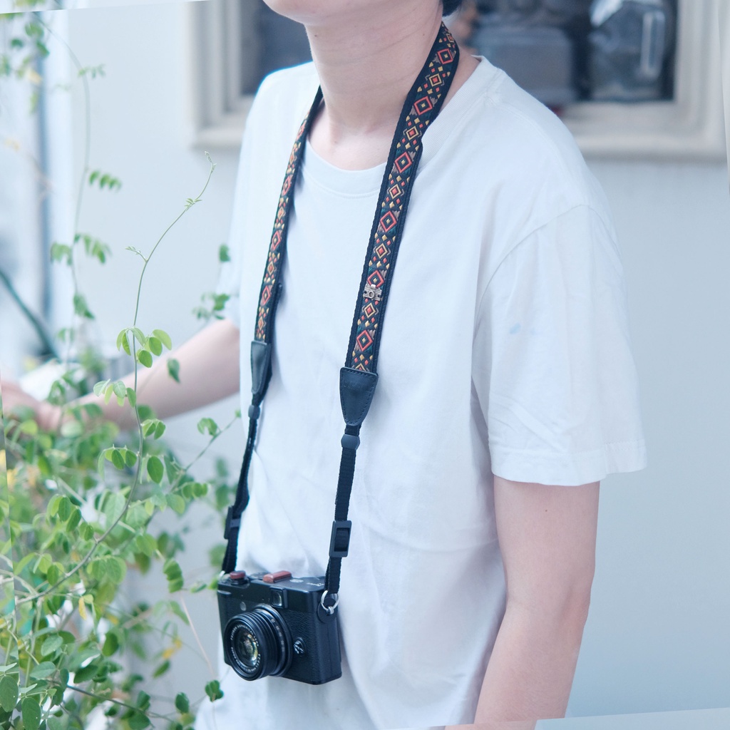Dây đeo máy ảnh thổ cẩm thêu bản nhỏ Made by Cammix - Cotton Camera Strap