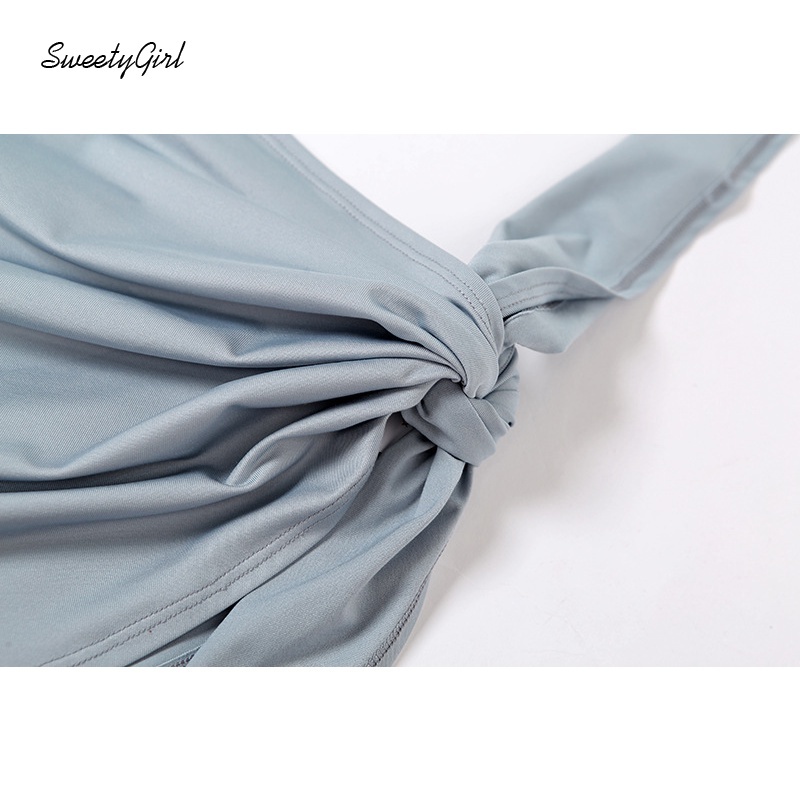 Set áo liền quần không tay cổ chữ v hở lưng màu trơn + váy mini thời trang dành cho nữ