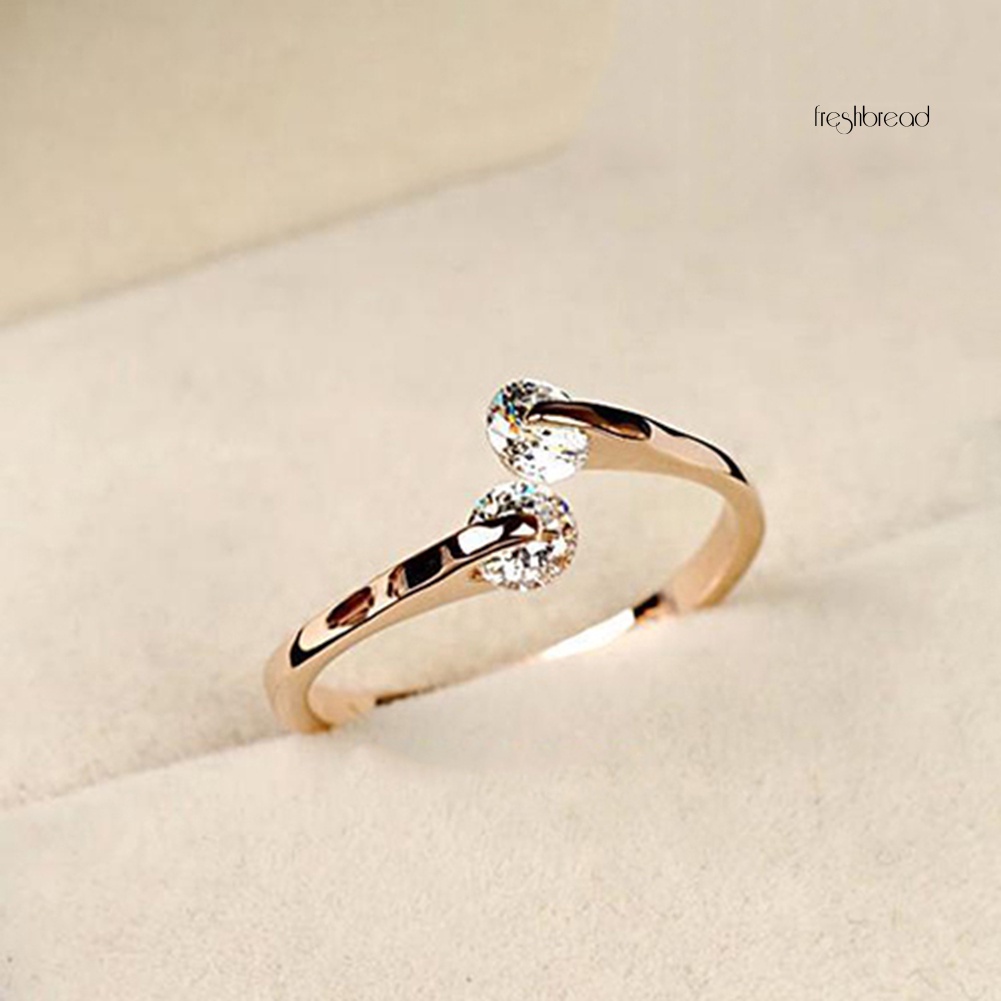 Nhẫn Hở Hai Đầu Đính Đá Zircon Lấp Lánh Thời Trang Có Thể Điều Chỉnh Cho Nữ