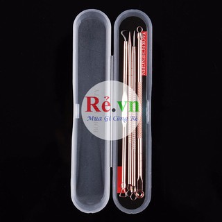 Một bộ 4 cây nặn mụn Trứng Cá, Mụn Đầu Đen Spa chuyên nghiệp, Que Nặn Mụn 2 Đầu Cao Cấp