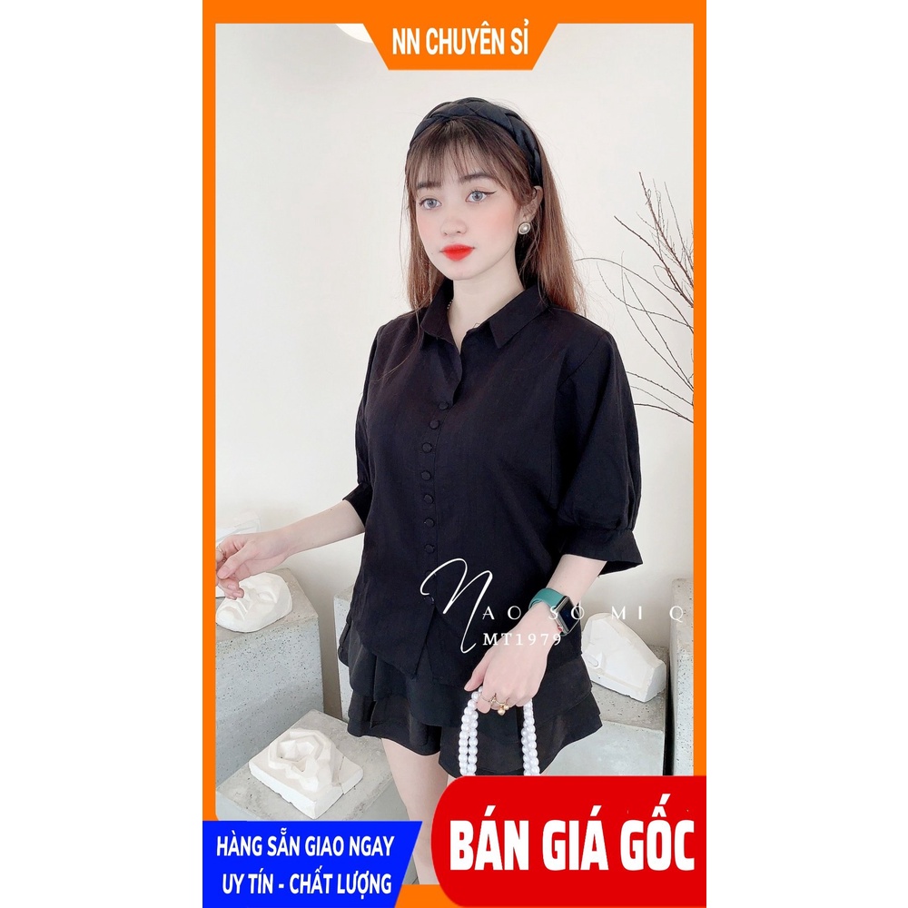 Áo sơ mi công sở nữ chất vải mềm mịn phối nút dễ thương Áo kiểu nữ MT1979