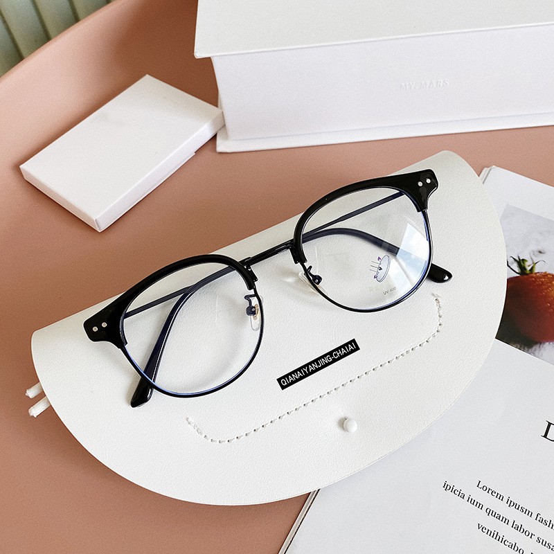 Kính gọng cận nam nữ Hàn Quốc, mắt kính tròn không độ chống ánh sáng xanh thời trang cao cấp LUMINA 048