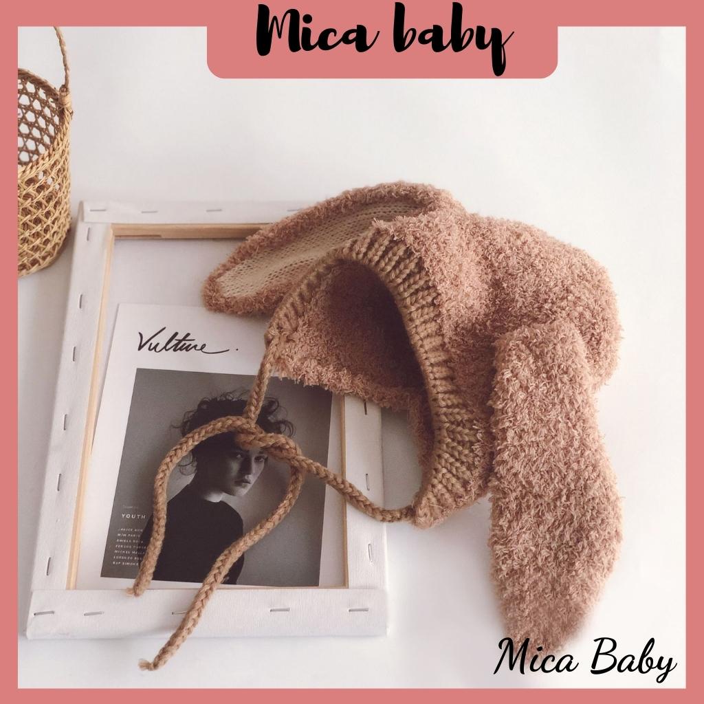 Mũ len hình tai thỏ bông xù đáng yêu cho bé Mica baby ML41