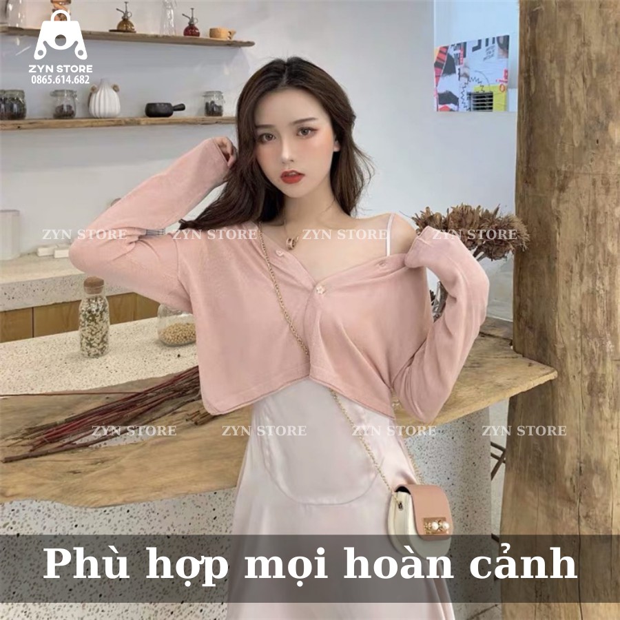 Áo khoác crotop mỏng cardigan dáng sơ mi cho nữ [mẫu mới 2022] | BigBuy360 - bigbuy360.vn